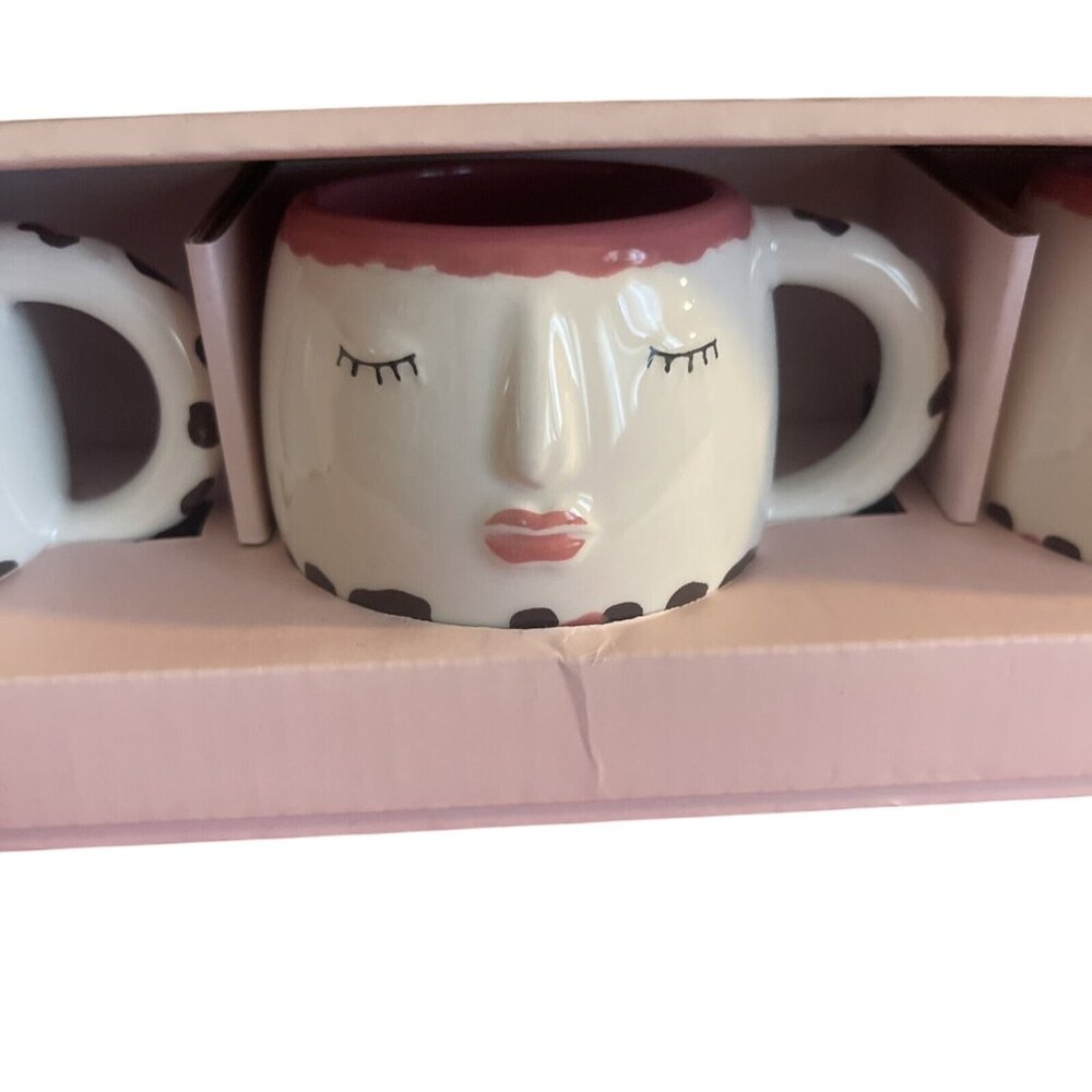Lang Espresso Set of 4 Woman's Face New Hand Painted Ladies Face Coffee Cup Mug - Picture 6 of 16